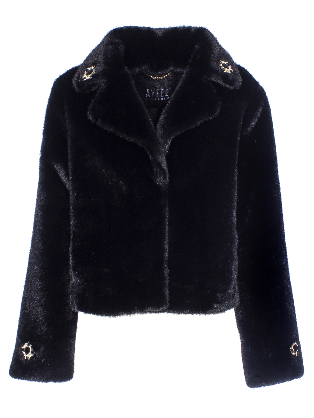 GIACCA FAUX FUR FAKE MINK DETTAGLIO GIOIELLO,4 TG,100%PL,MADE IN PRC    - BLACK
